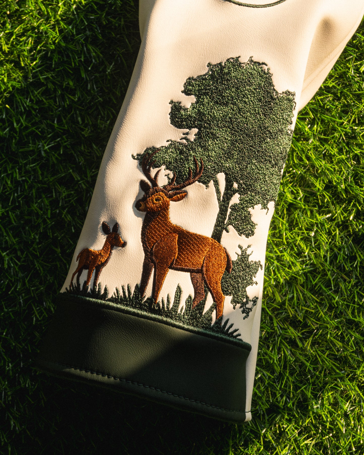 Driver head cover with deer and forest design